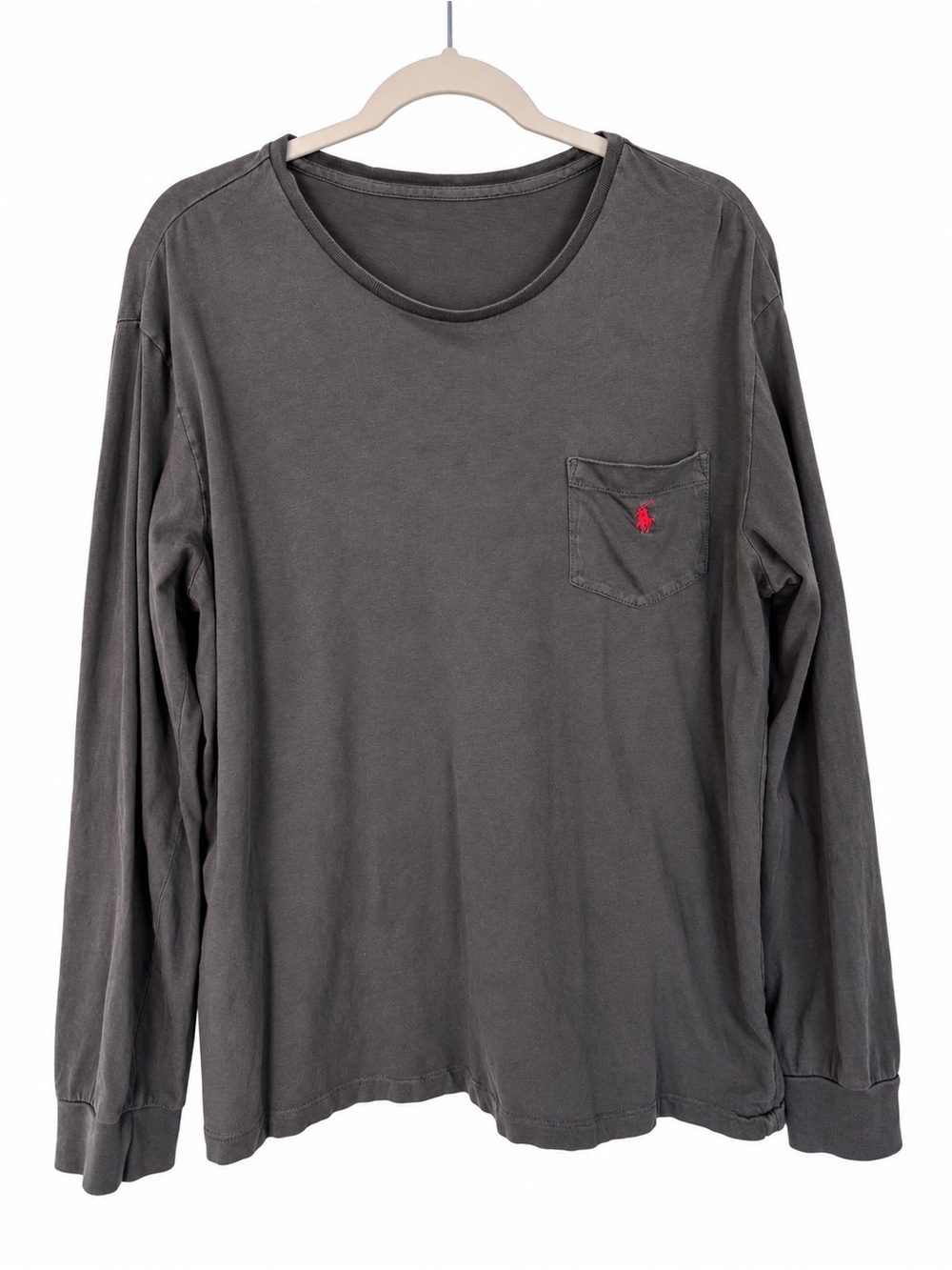 Polo Ralph Lauren Dark Taupe Long Sleeve Pocket Tee Red Pony